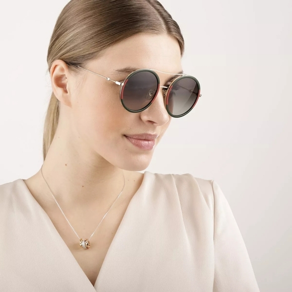 New - 💯 Original GUCCI Green Gradient Round Ladies Sunglasses GG0061S 003 - Picture 4 of 16